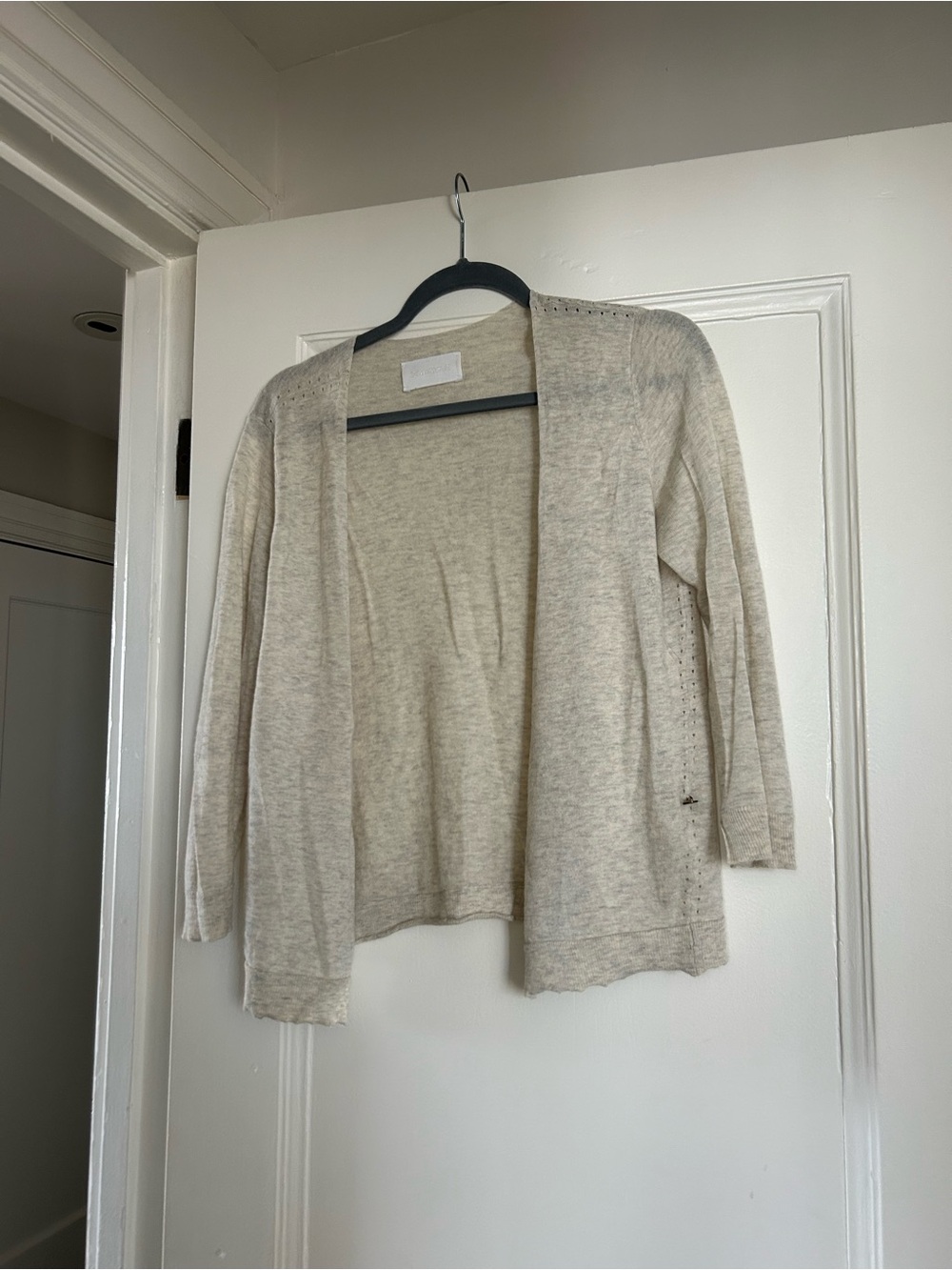 Zadig & Voltaire Daphnee 100% Feather Cashmere Pointelle Open Front Cardigan